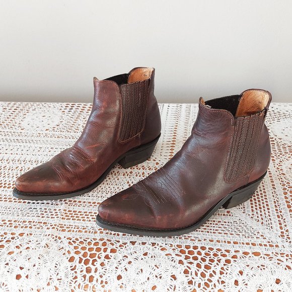 Silver Rebel Short Boots Size 6 Women Leather Western Cowboy Boho Ankle Bootie - Picture 1 of 14